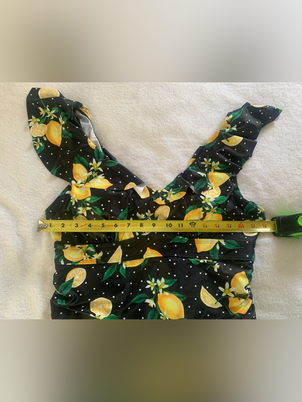 Daci Ruffled Vintage Retro Style Lemon Print Tummy Control Swimsuit Plus Size 16 - Picture 9 of 13
